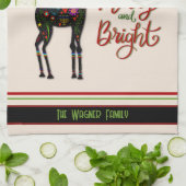 Elegante grillige kerst rendieren gepersonaliseerd theedoek (Gevouwen)