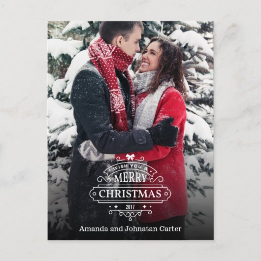 Elegante grillige kerstvakantie foto Briefkaart (Voorkant)