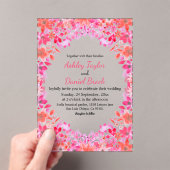 Elegante grillige kleurrijke Rozen bloemenbruiloft Acryl Uitnodigingen (Insitu (Draagbaar))