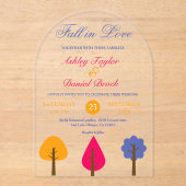 Elegante grillige kleurrijke rustieke herfst bruil acryl uitnodigingen (Voorkant)