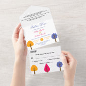 Elegante grillige kleurrijke rustieke herfst bruil all in one uitnodiging (Afscheurbaar)