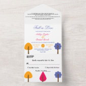 Elegante grillige kleurrijke rustieke herfst bruil all in one uitnodiging (Binnen)