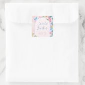 Elegante grillige lente bloemen bruiloft vierkante sticker (Tas)