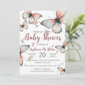 Elegante grillige pastelvlinders Baby shower Kaart (Staand voorkant)