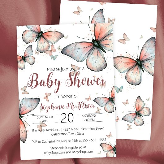 Elegante grillige pastelvlinders Baby shower Kaart