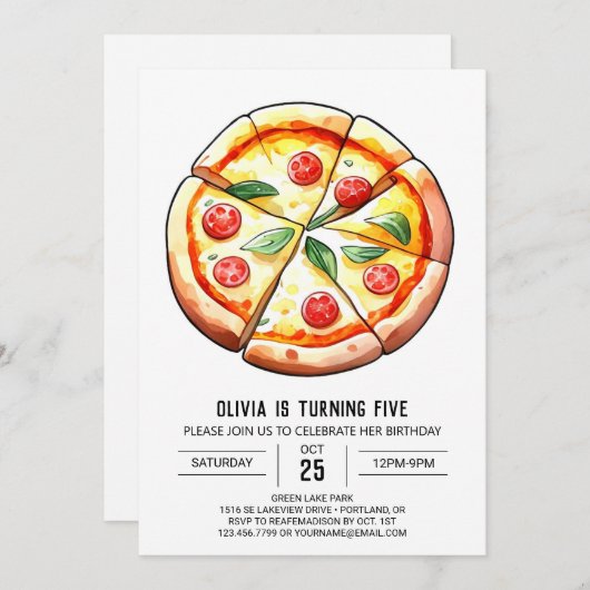 Elegante grillige pizza verjaardag kaart (Voorkant / Achterkant)