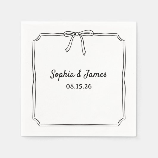 Elegante grillige schets boog gepersonaliseerde br servet (Voorkant)