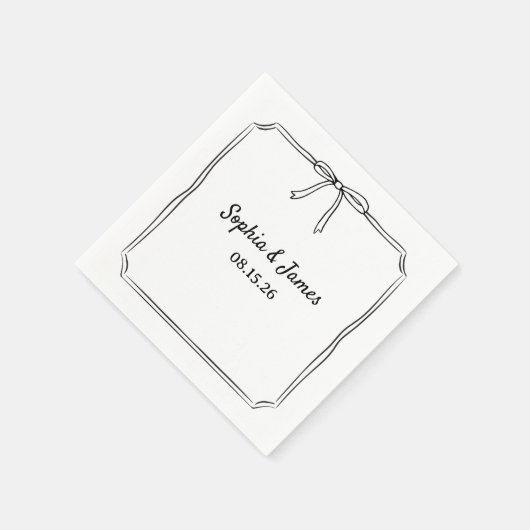 Elegante grillige schets boog gepersonaliseerde br servet (Hoek)