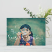 Elegante grillige seizoen groeten familie foto feestdagenkaart (Staand voorkant)