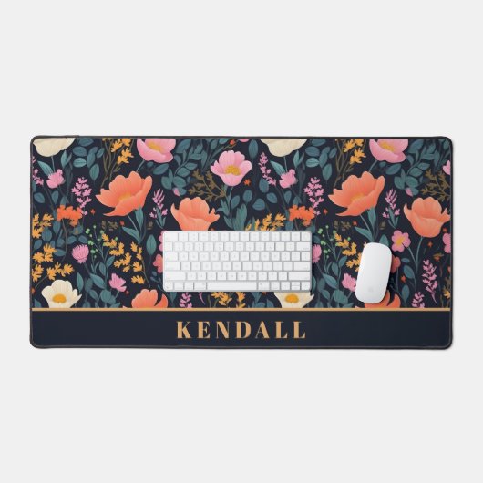 Elegante grillige Waterverf Bloemen Custom Bureaumat (Keyboard & Muis)