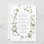 Elegante grillige weide wilde bloemen bruiloft kaart (Voorkant)