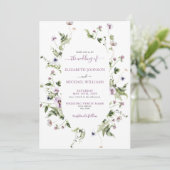 Elegante grillige weide wilde bloemen bruiloft kaart (Staand voorkant)