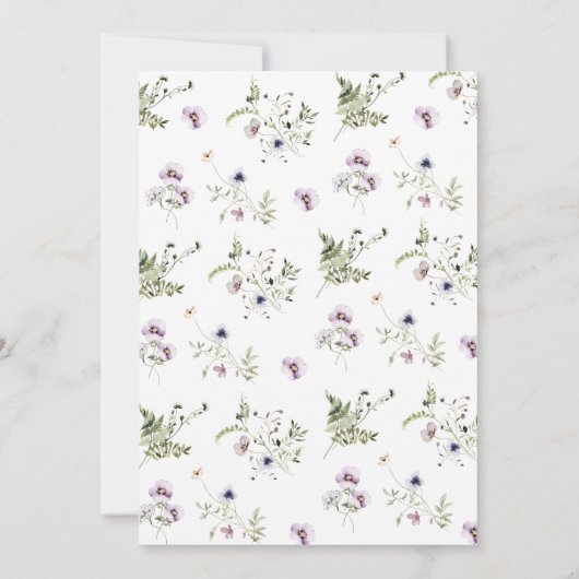 Elegante grillige weide wilde bloemen bruiloft kaart (Achterkant)