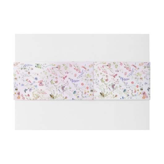 Elegante grillige wilde bloem roze bruiloft uitnodigingen wikkel (Achterkant Voorbeeld)