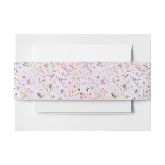 Elegante grillige wilde bloem roze bruiloft uitnodigingen wikkel (Voorkant Voorbeeld)