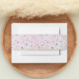 Elegante grillige wilde bloem roze bruiloft uitnodigingen wikkel