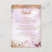 Elegante grillige wilde bloem roze informatiekaartje (Voorkant)