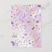 Elegante grillige wilde bloem roze informatiekaartje (Achterkant)