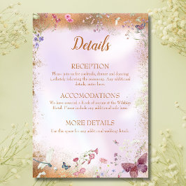 Elegante grillige wilde bloem roze informatiekaartje