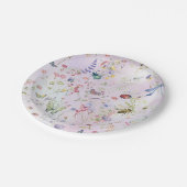 Elegante grillige wilde bloem roze papieren bordje (Gekanteld)