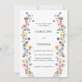 Elegante grillige Wildflower Garden Wedding Kaart (Voorkant)