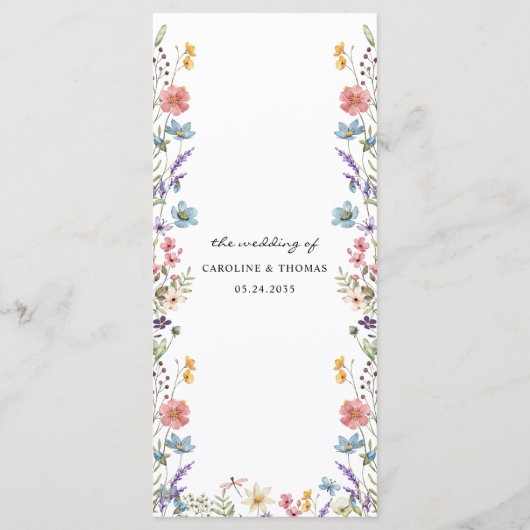 Elegante grillige Wildflower Garden Wedding Menu (Achterkant)