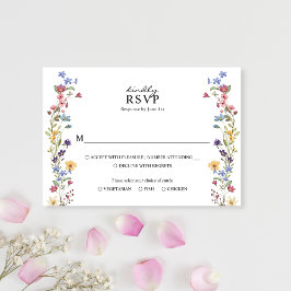 Elegante grillige Wildflower Garden Wedding RSVP Kaartje