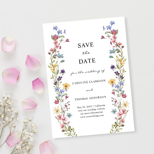 Elegante grillige Wildflower Garden Wedding Save The Date