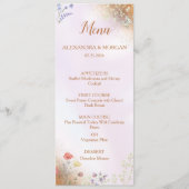 Elegante grillige Wildflower Roze Flat Menu (Voorkant)