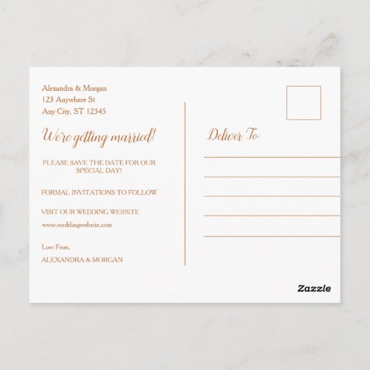 Elegante grillige Wildflower Roze Save The Date Briefkaart (Achterkant)