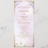 Elegante grillige Wildflower Roze Vlakke Programma Programmakaart (Voorkant)