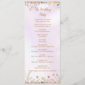 Elegante grillige Wildflower Roze Vlakke Programma Programmakaart (Achterkant)