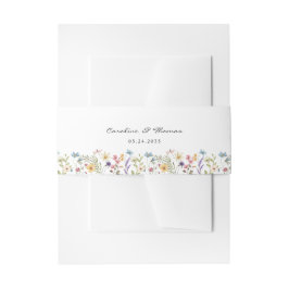 Elegante grillige Wildflower Script Garden Wedding Uitnodigingen Wikkel