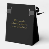 Elegante grillige zwart en gouden bruiloft bedankdoosjes (Achterkant)