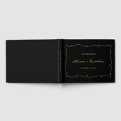 Elegante grillige zwart en gouden bruiloft gastenboek (Volledig)