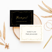 Elegante grillige  zwart gouden beige bruiloft bedankkaart