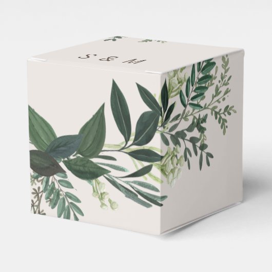 Elegante Groen Custom Monogram kubus Favor Box Bedankdoosjes (Voorkant Zijde)
