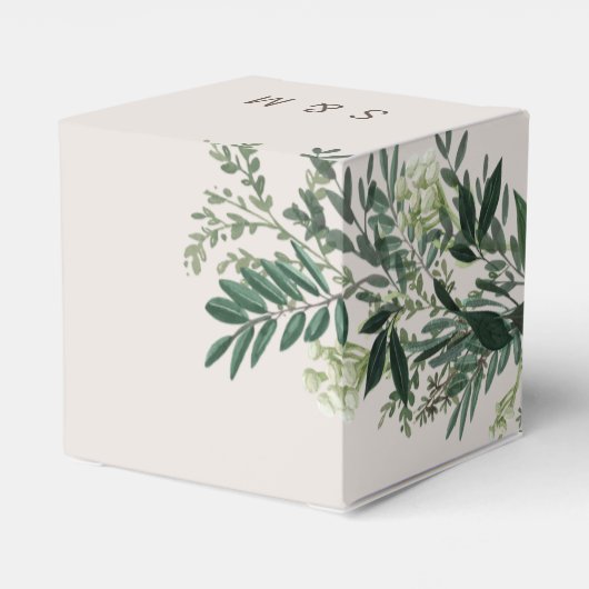Elegante Groen Custom Monogram kubus Favor Box Bedankdoosjes (Achterkant)