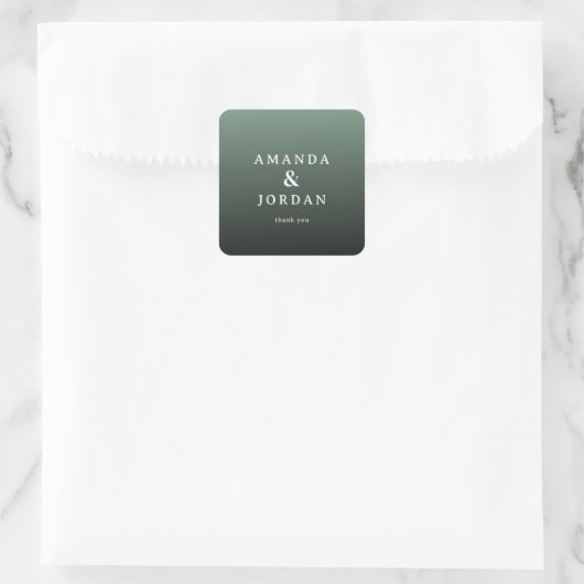 Elegante Groen Dankkaart Vierkante Sticker (Tas)