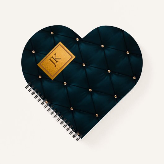 Elegante Groen,Diamanten,Monogram Notitieboek (Voorkant)