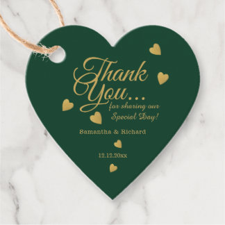 Elegante Groen En Goud Bedankt Hart Trouw Bedankjes Labels