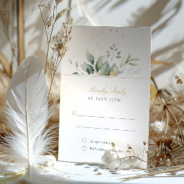 Elegante groen en gouden RSVP bruiloft Kaart
