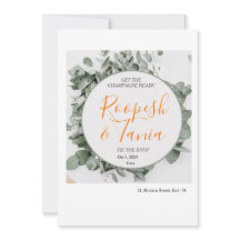Elegante groen en wit bruiloft uitnodiging Kaart