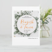Elegante groen en wit bruiloft uitnodiging Kaart (Staand voorkant)