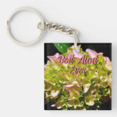 Elegante groen geel roze Hydrangea bloemen Sleutelhanger (Voorkant)