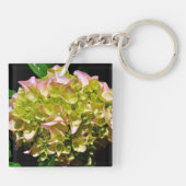 Elegante groen geel roze Hydrangea bloemen Sleutelhanger (Achterkant)