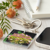 Elegante groen geel roze Hydrangea bloemen Sleutelhanger (Voorkant Rechts)