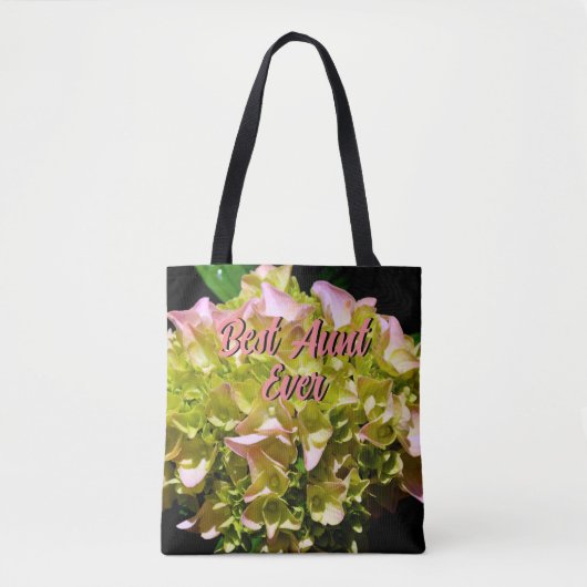 Elegante groen geel roze Hydrangea bloemen Tote Bag (Voorkant)