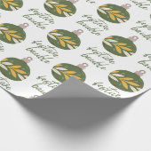 Elegante Groen Gele Kerstmis Feestelijke Bauble Cadeaupapier (Hoek)