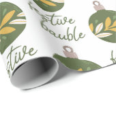 Elegante Groen Gele Kerstmis Feestelijke Bauble Cadeaupapier (Rol Hoek)